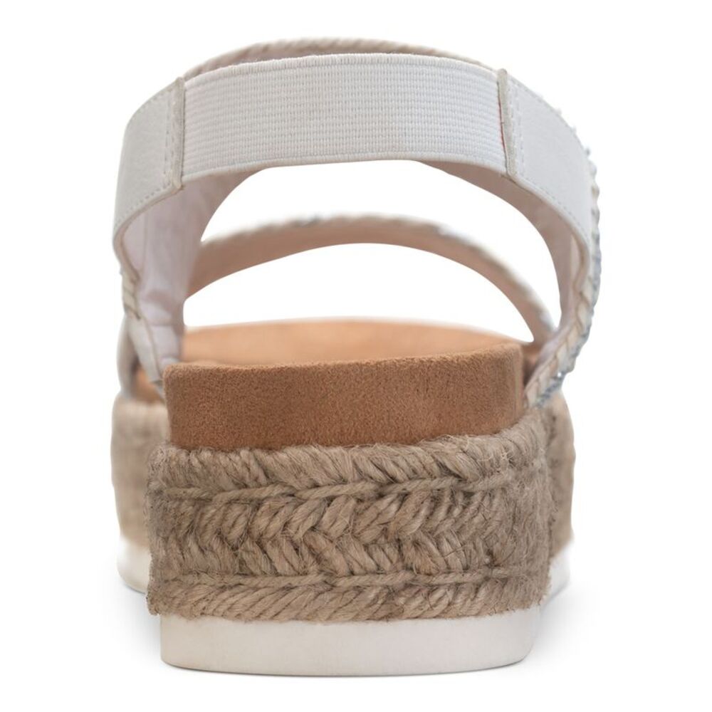 SUN STONE Womens White 1" Platform Karli Toe Wedge Slip On Espadrille Shoes 10 M - Picture 2 of 4
